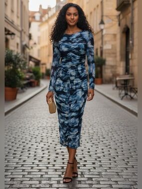 Abercrombie & Fitch | Dresses | Abercrombie Fitch Satin Pleated Cutout Maxi Dress  Navy Blue Floral | Poshmark